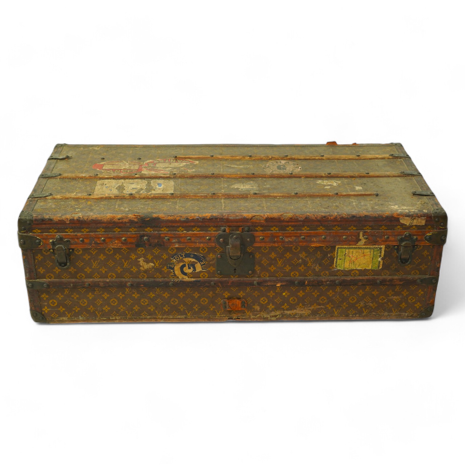 A Louis Vuitton steamer trunk, with original compartmented inner tray, 112cm wide, 56cm deep, 35cm high